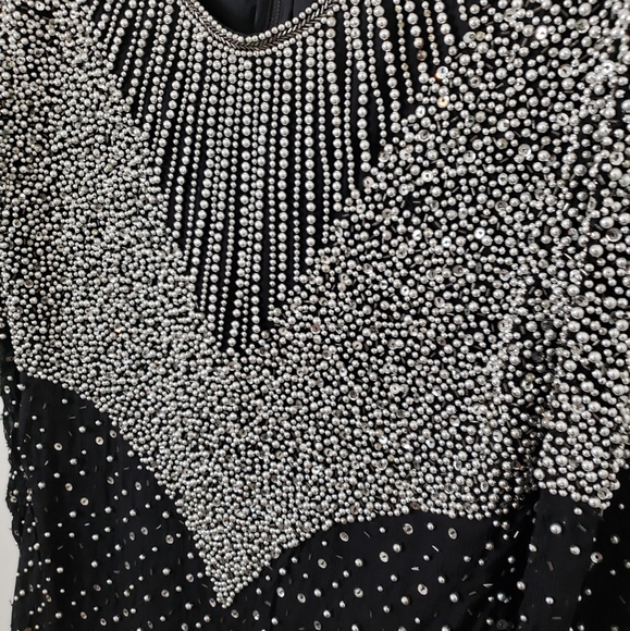 Vintage 1980s Silk Beaded Shift Dress - Picture 3 of 15